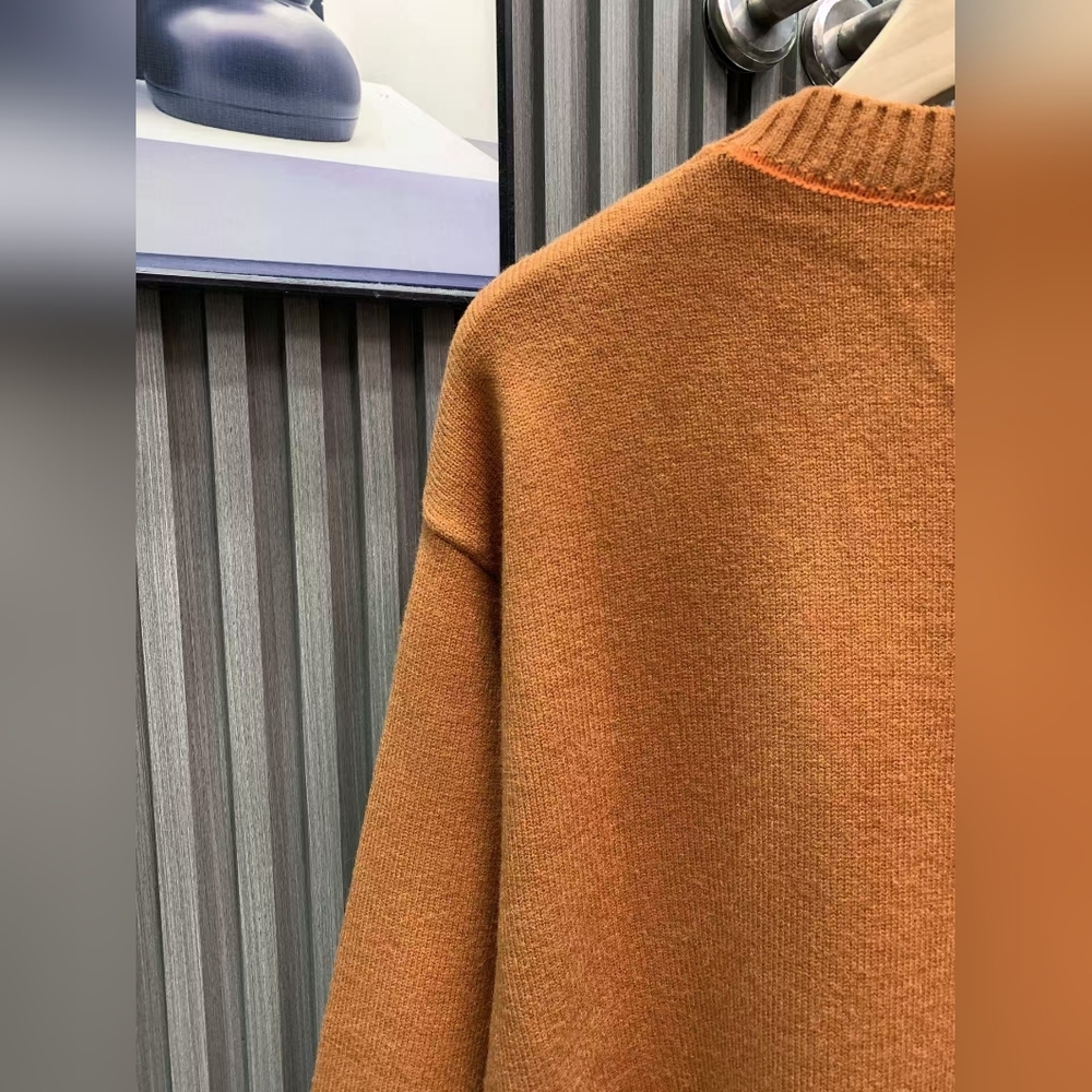 Fendi Orange Crew Neck Logo Letter Knit Sweater - Picture 9 of 10
